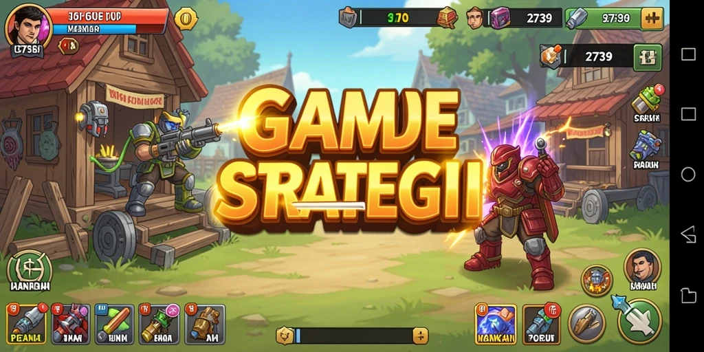 Screenshot menunjukkan pemain meraih sumber daya di game Idle.