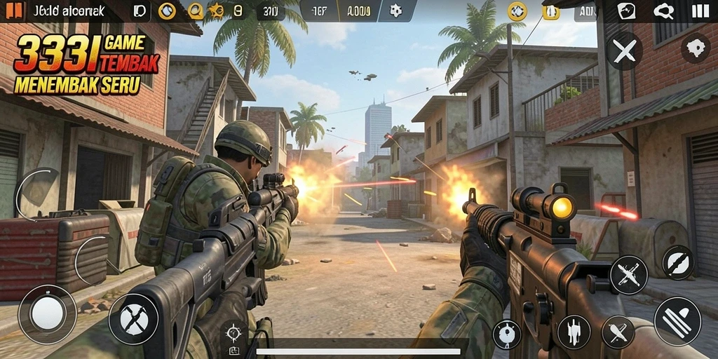 Gameplay seru dalam 333I dengan aksi tembak menembak.