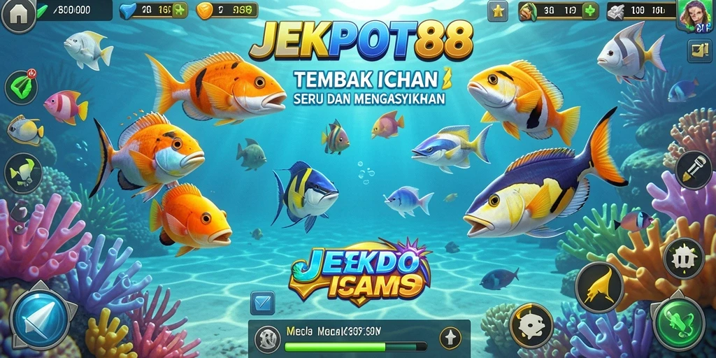 Tampilan seru gameplay JEKPOT88 saat menembak ikan.