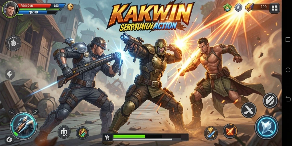 Tampilan pertarungan seru dalam gameplay KAKWIN yang mendebarkan.