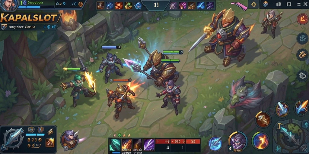 Tampilan gameplay seru dari KAPALSLOT yang menunjukkan aksi pertempuran strategis.