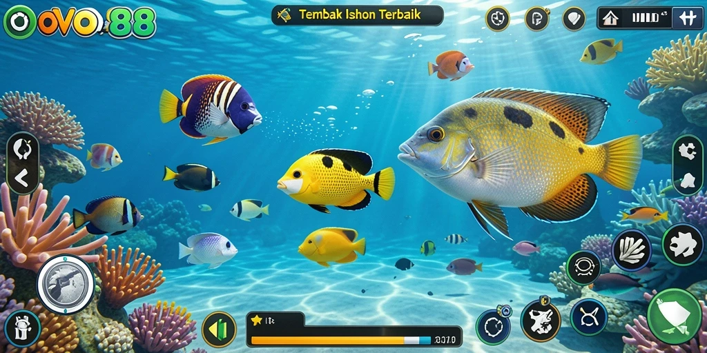 Tampak seru saat pemain menembak ikan di OVO88.