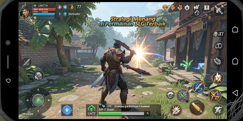 Screenshot UH77 menampilkan grafik spektakuler dari gameplay SLG.