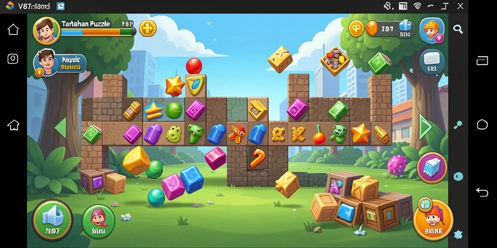 Tampilan gameplay V87 dengan tantangan puzzle yang seru dan menghibur.